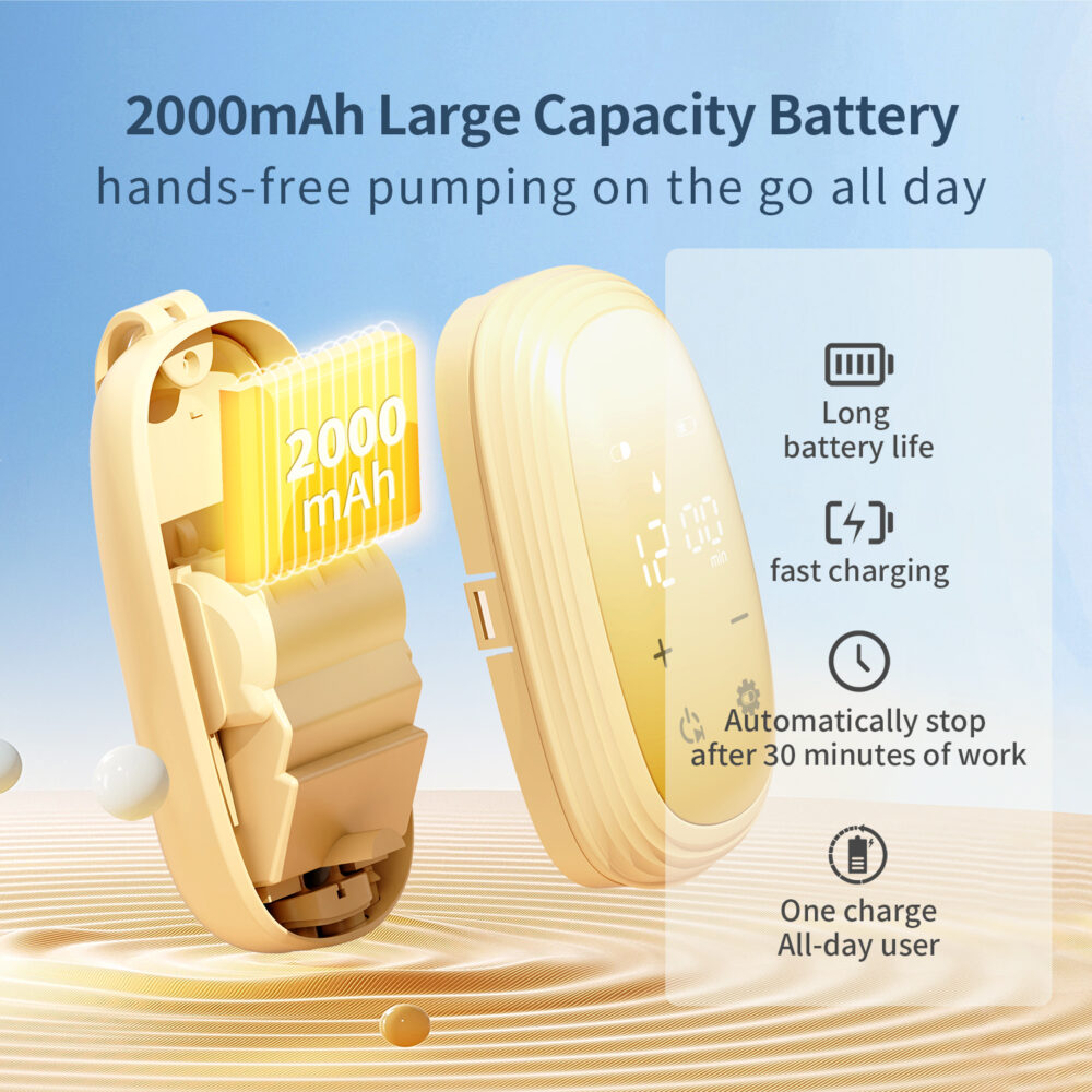 Large capacity 2000 mAh battery breast pump